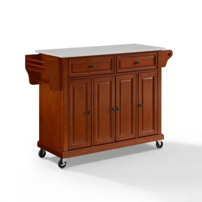 Crosley Furniture Full Size Kitchen Cart With Stainless Steel Top In Brown