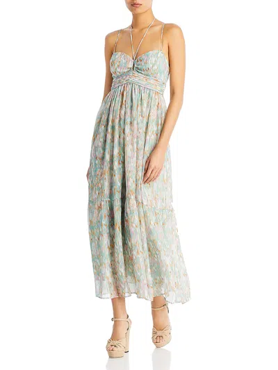 Aqua Womens Pintuck Metallic Maxi Dress In Multi