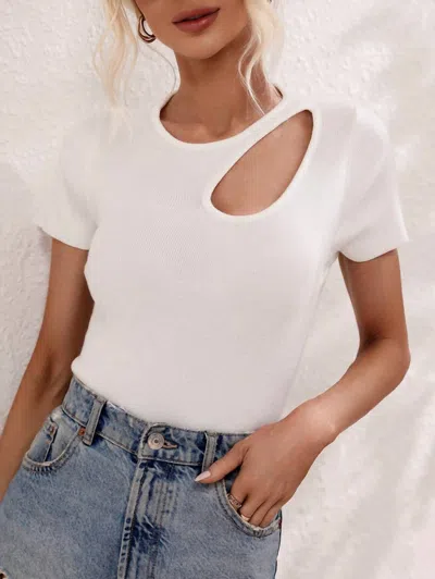 Annva Fashion Tricia Cutout Ribbed Knit Top In White