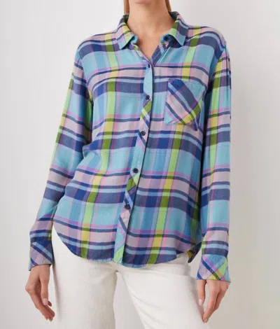 Rails Hunter Woven Button Down Top In Lime Berry In Multi