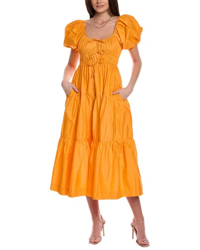 Line & Dot Amber Dress In Orange
