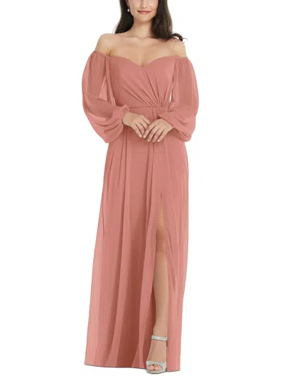 Dessy Collection By Vivian Diamond Womens Chiffon Long Evening Dress In Pink