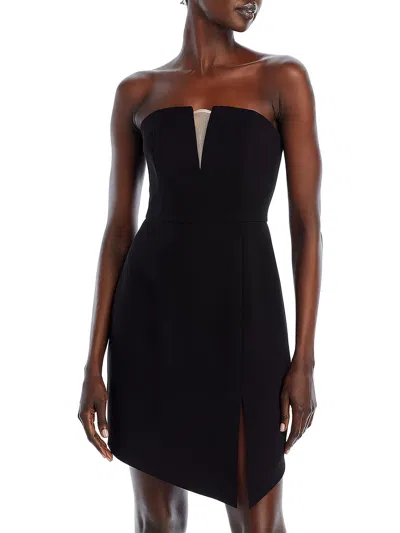 Liv Foster Strapless Asymmetric Mini Dress In Black