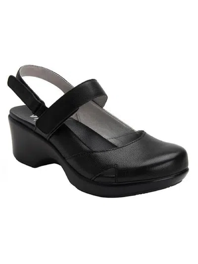 Alegria Tarah Womens Leather Adjustable Slingback Sandals In Black