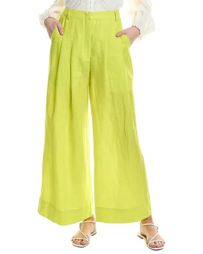 Farm Rio Pleated Linen Pant In Green