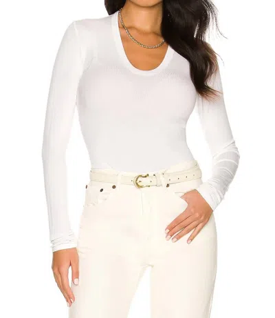 Enza Costa Rib Fitted Long Sleeve In White
