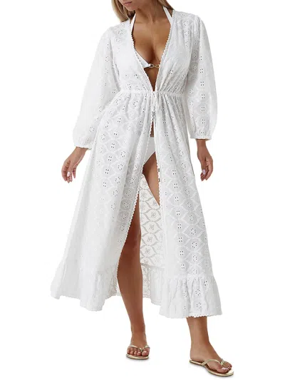 Melissa Odabash Womens Embroidered Long Cover-up In White