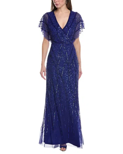 Adrianna Papell Sequin Gown In Blue