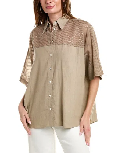 Brunello Cucinelli Linen-blend Shirt In Multi