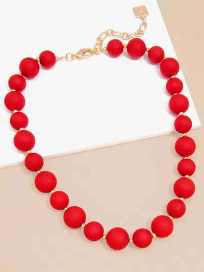 Zenzii Chunky Matte Beaded Necklace In Red