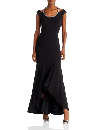 Aqua Womens Embellished Scuba Evening Dress In Black