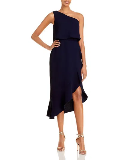 Aqua Womens Crepe One Shoulder Cocktail And Party Dress In Blue