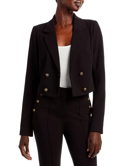 Aqua Womens Crepe Cropped Suit Jacket In Black