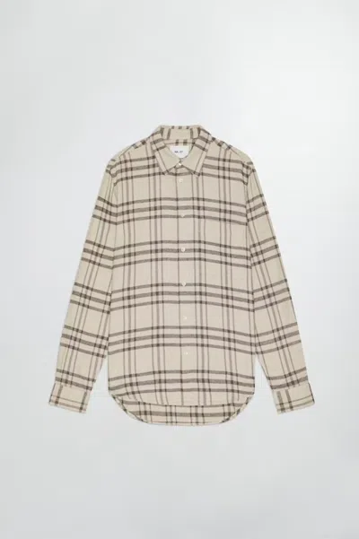 Nn07 Men's New Arne Button Down Shirt In Creme Check In Multi