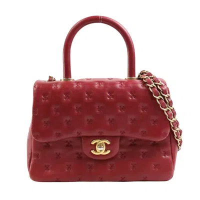 Pre-owned Chanel Coco Handle Leather Shoulder Bag () In Red