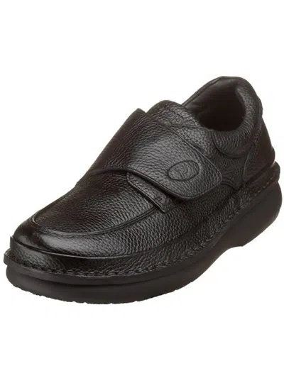 Propét Scandia Mens Leather Textured Walking Shoes In Black