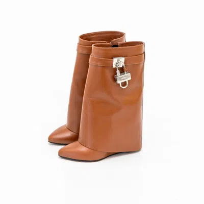 Pre-owned Givenchy Shark Lock Ankle Caramel Boots, 37