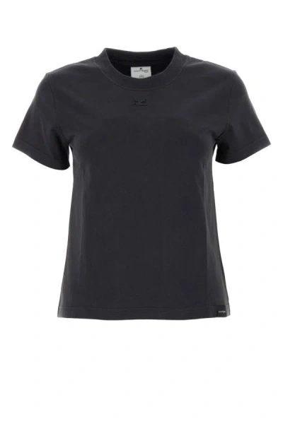 Courrèges Courreges Woman Charcoal Cotton T-shirt In Gray