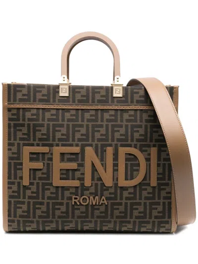 Fendi Women Medium Sunshine Shopper Bag In Brown