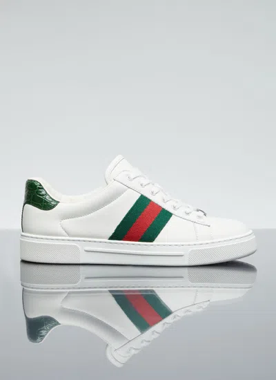Gucci Men Ace Web Sneakers In White