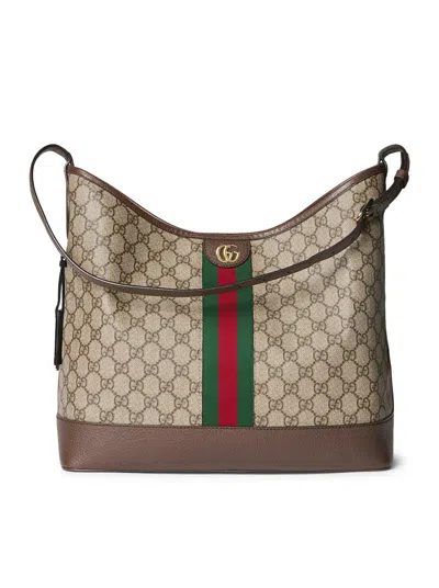 Gucci Women Ophidia Gg Shoulder Bag Medium Size In Brown