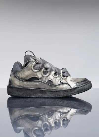 Lanvin Curb Trainers Shoes In M210 Silver Black