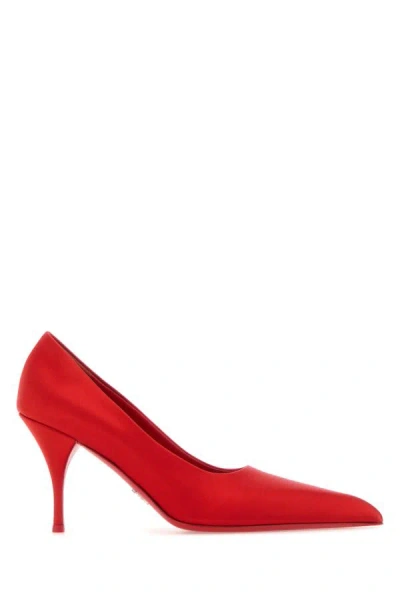 Prada Woman Red Satin Pumps