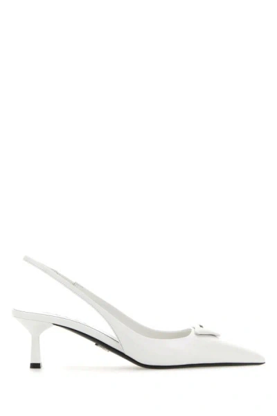 Prada Woman White Leather Pumps