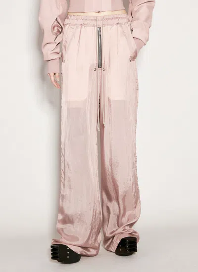 Rick Owens Satin Track Pants In Pink