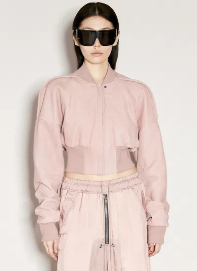 Rick Owens Suede Bomber Jacket In Pink