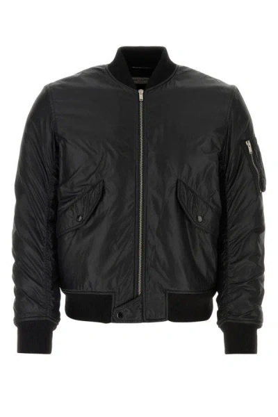 Saint Laurent Man Black Nylon Bomber Jacket