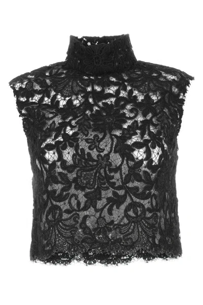 Saint Laurent Woman Black Lace Top