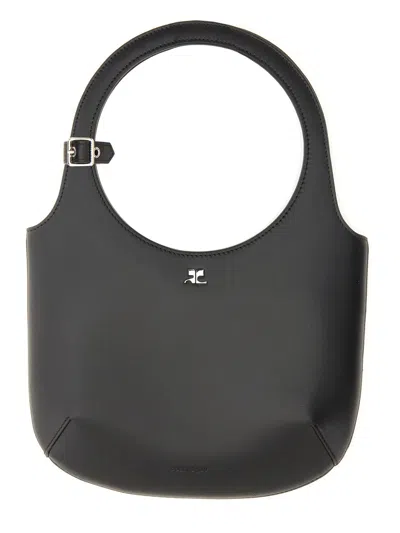 Courrèges Holy Leather Top Handle Bag In Black
