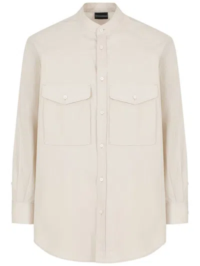 Emporio Armani Cotton Shirt In Dove Grey