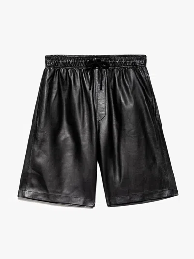 Frame Leather Shorts Noir 100% Leather In Black