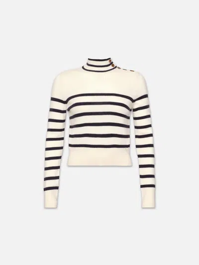 Frame Mariner Cashmere Turtleneck Sweater Off White Multi In Neutral