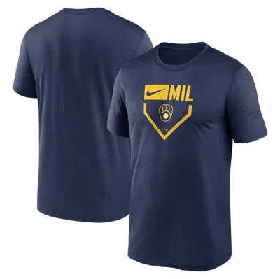 Nike Navy Milwaukee Brewers Home Plate Icon Legend Performance T-shirt In Blue