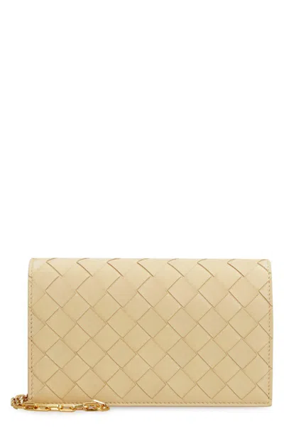 Bottega Veneta Leather Crossbody Mini Bag In Beige