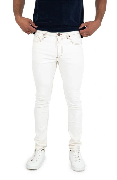 Monfrere Greyson Contrast Stitch Skinny Jeans In White