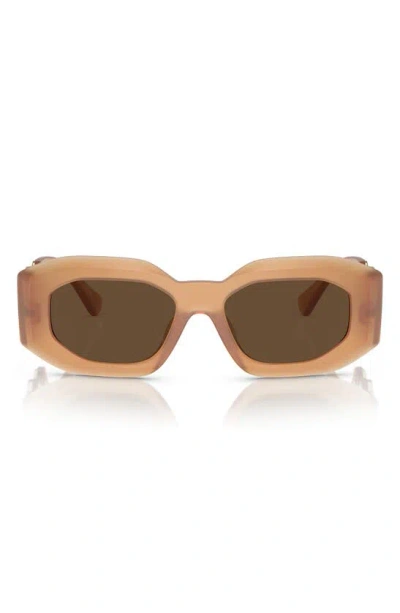 Versace 53mm Rectangular Sunglasses In Brown