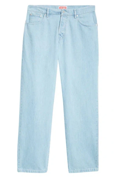 Kenzo Botan Loose Fit Jeans In Stone Bleached Blue Denim