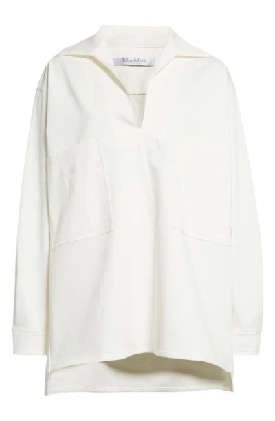 Max Mara Matassa Oversized Cotton Gabardine Shirt In White
