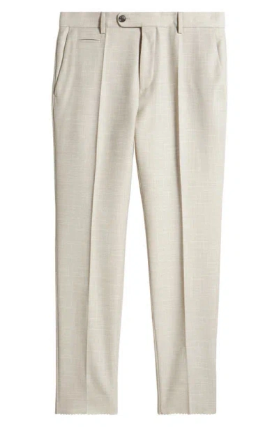 Hugo Boss Genius Flat Front Slub Wool Blend Dress Pants In Open White
