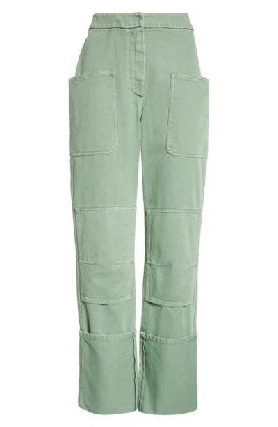 Max Mara Facella Cotton Drill Cargo Trousers In Green