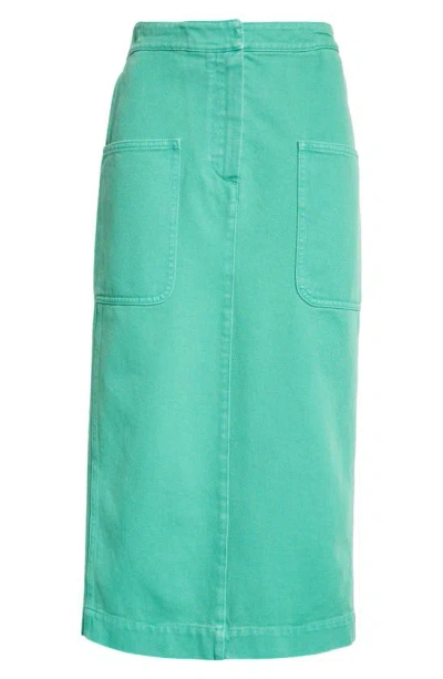 Max Mara Werther Cotton Drill Midi Skirt In Green