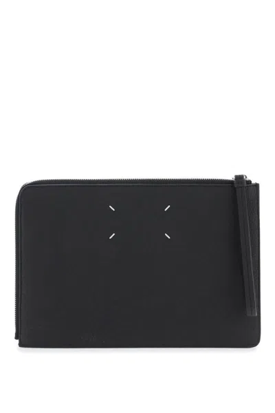 Maison Margiela Leather Large Pouch In Black