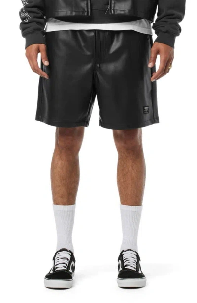 Hudson Men's Vegan Leather Drawstring Shorts In Black