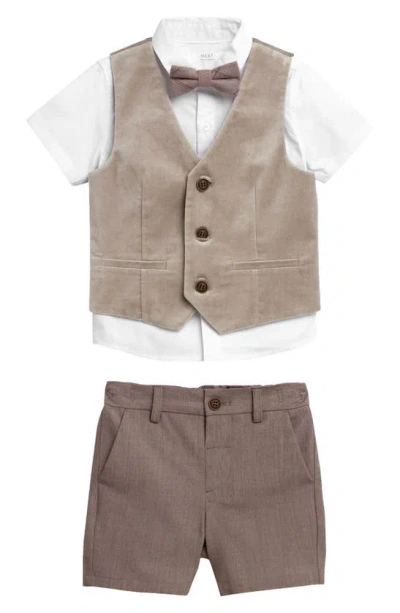 Next Kids' Button-up Shirt, Vest, Bow Tie & Shorts Set In Natural