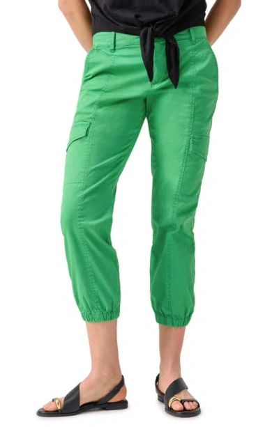 Sanctuary Rebel Crop Stretch Cotton Cargo Trousers In Green Goddess