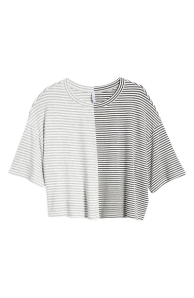 Good Luck Girl Kids' Colorblock Stripe T-shirt In Charcoal/ H Grey